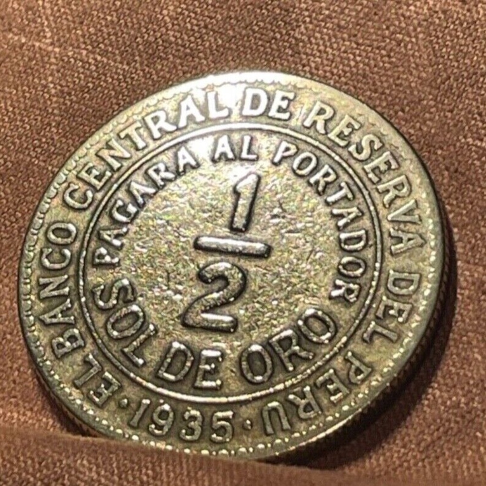 Peru 1935 1/2 Sol MA beautiful well defined lines - Picture 5 of 7